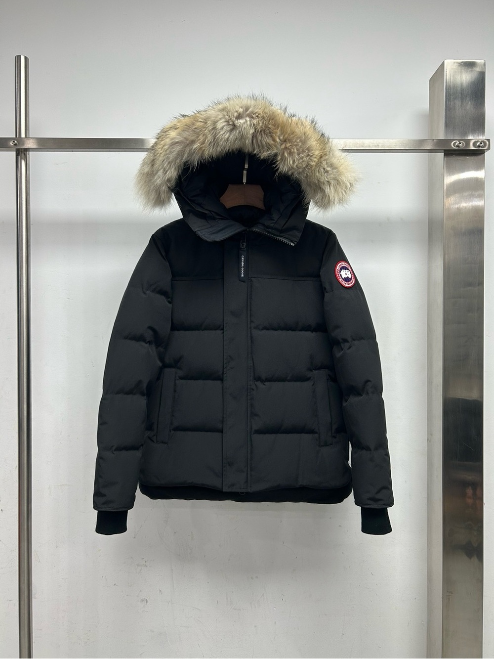 Canada Goose Men’s Black Puffer Jacket with Fur-Trim Hood